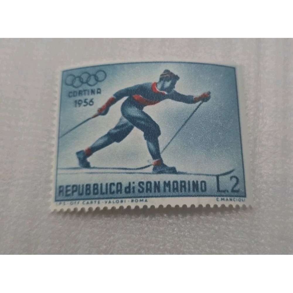 1955 San Marino Postage Stamp 2-Lira 1956 Winter Olympics